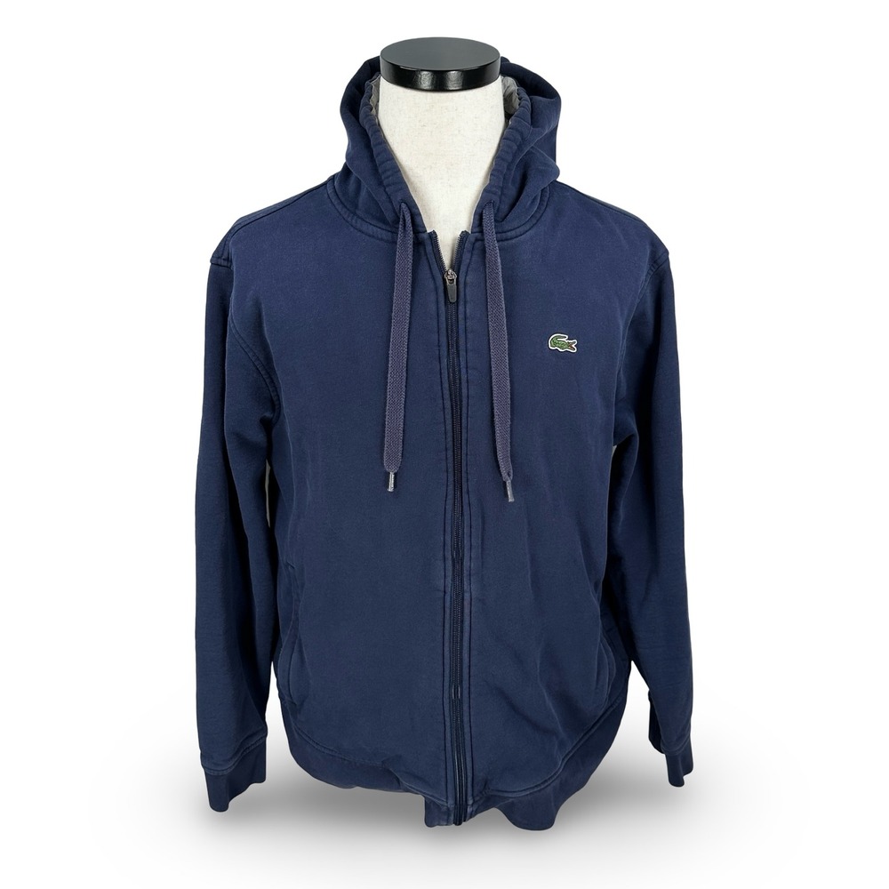 Lacoste Sport Mens Navy‎ Blue Full Zip Hoodie Sweatshirt XXL FR 7 Logo